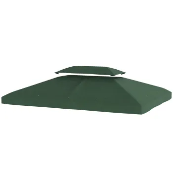 Outsunny Husa de Schimb 4x3 m cu Acoperis Dublu, Orificii de Scurgere si Protectie UV, Doar Husa, NU Include Cadru, Verde | Aosom Romania imagine