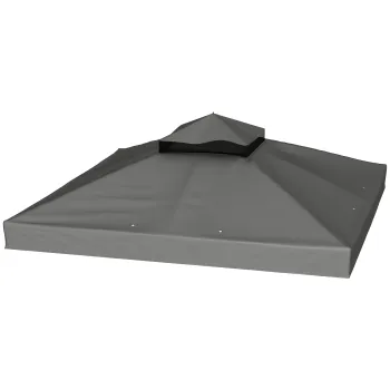 Outsunny Husa de schimb pentru pavilion 3 x 3 m, prelata de schimb pentru pavilion cu orificii de scurgere a apei, UPF30+, protectie solara, gri inchis | Aosom Romania imagine