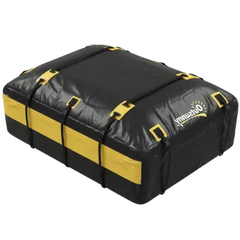 Outsunny Husa portbagaj pentru acoperis 594 L impermeabila cu 6 chingi, saltea antiderapanta, carlige pentru vehicule, galben | Aosom Romania imagine