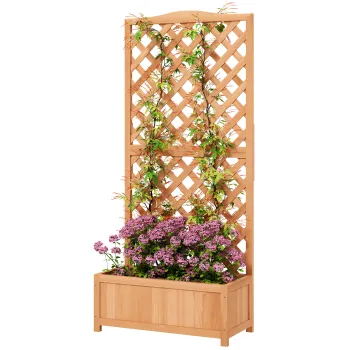 Outsunny Jardiniera cu Grilaj pentru Plante Cataratoare si Baza Spatioasa, 76x36x170 cm, Maro | Aosom Romania imagine