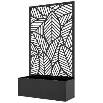 Outsunny Jardiniera cu paravan si spalier pentru plante cataratoare, tava pentru flori - dim.  61L x 23l x 113H cm | Aosom Romania imagine