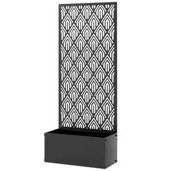 Outsunny Jardiniera cu spalier, ghiveci cu paravan, pentru plante cataratoare, metal, 45 x 21,5 x 110 cm, negru | Aosom Romania imagine