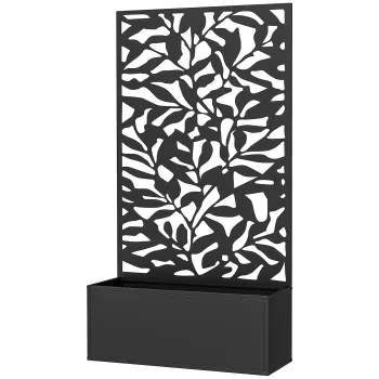 Outsunny Jardiniera cu spalier ghiveci dreptunghiular marime mare panou de intimitate metal 61 x 23 x 113 cm negru | Aosom Romania imagine