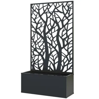 Outsunny Jardiniera cu spalier, ghiveci pentru plante cataratoare, legume, flori din metal 61 x 23 x 113 cm negru | Aosom Romania imagine