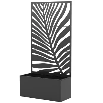 Outsunny Jardiniera cu spalier, lada de flori, cu paravan, pentru plante cataratoare, metal, 90 x 40 x 180 cm, negru | Aosom Romania imagine