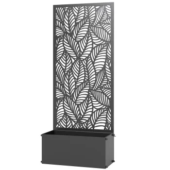 Outsunny Jardiniera cu spalier, lada pentru flori, cu paravan, pentru plante cataratoare, metal, 45 x 21,5 x 110 cm, negru | Aosom Romania imagine