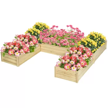 Outsunny Jardiniera de Exterior 5 Piese modulare cu Fund Deschis din Lemn de Brad pentru Plante | AOSOM RO imagine