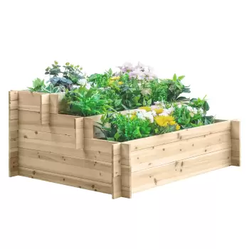 Outsunny Jardiniera din Lemn pe 3 Nivele pentru Gradina, 120x100x54cm | Aosom Ro imagine
