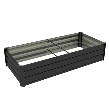 Outsunny Jardiniera dreptunghiulara bac de flori in otel cu margine de siguranta si fund deschis negru | Aosom Romania imagine