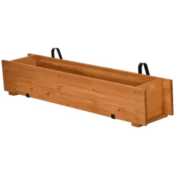 Outsunny Jardiniera dreptunghiulara din lemn pentru gradina, de suspendat, cu 2 carlige 91 x 18 x 16,5 cm maro | Aosom Romania imagine