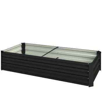 Outsunny Jardiniera dreptunghiulara pentru gradina din otel galvanizat, margine de siguranta si fund deschis 150x70x30cm gri inchis | Aosom Romania imagine