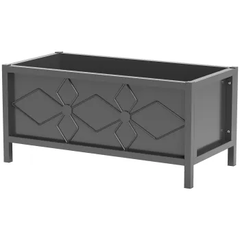 Outsunny Jardiniera exterioara jardiniera inaltata galvanizata cu margine de siguranta dreptunghiulara 80 x 40 x 38 cm negru | Aosom Romania imagine