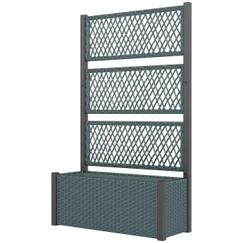 Outsunny Jardiniera inalta cu spalier in aspect rattan, ghiveci cu suport pentru cataratoare 90 x 35 x 148 cm Gri inchis | Aosom Romania imagine