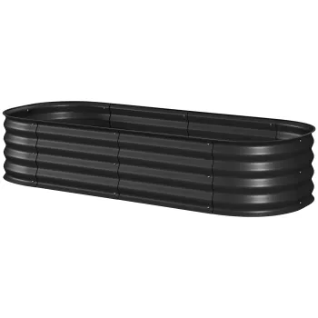 Outsunny Jardiniera inaltata parcela patrata pentru gradina din otel modulabila pentru legume, plante, flori, dim. 150 x 62 x 30 cm, negru | Aosom Romania imagine