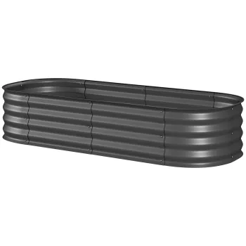 Outsunny Jardiniera inaltata patrat pat de gradina din otel modulabil legume, plante, flori, dim. 150 x 62 x 30 cm gri | Aosom Romania imagine