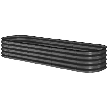 Outsunny Jardiniera inaltata patrat, pat de gradina modular din otel pentru legume, plante, flori, dim. 195 x 62 x 30 cm, gri | Aosom Romania imagine