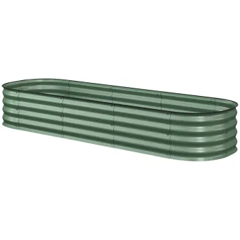 Outsunny Jardiniera inaltata patrat pentru gradina din otel modulara pentru legume, plante, flori, dim. 195 x 62 x 30 cm, verde | Aosom Romania imagine