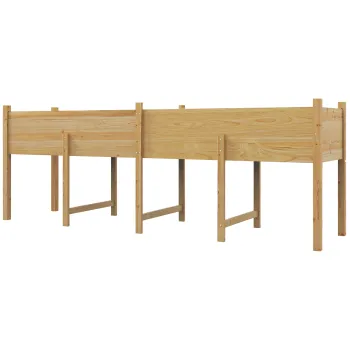 Outsunny Jardiniera pe picioare Pat de gradina ridicat, insertii de irigare + fetru de drenaj incluse Lemn de brad pre-uleiat | Aosom Romania imagine