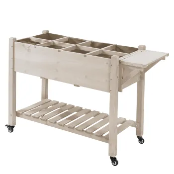 Outsunny Jardiniera pe picior - Potager pe roti - etajera, Polita rabatabila, Inserturi de irigare, Fetru de drenaj | Aosom Romania imagine