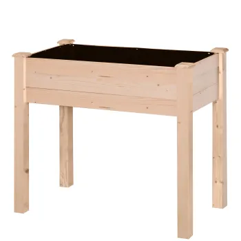 Outsunny Jardiniera ridicata din lemn, Pat de gradina pe picioare ridicat, Orificii de drenaj, Material netesut, 86x46x76 lemn natural | Aosom Romania imagine