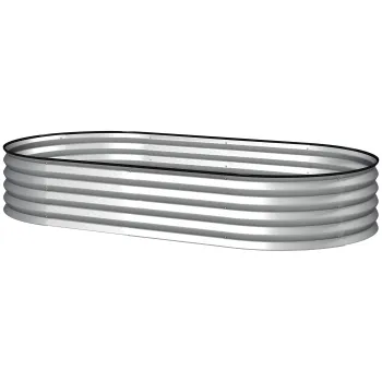 Outsunny Jardiniera ridicata din otel galvanizat pat de gradina bordura cauciuc 181 x 93 x 30 cm argintiu | Aosom Romania imagine