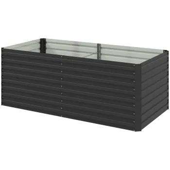 Outsunny Jardiniera ridicata galvanizata dreptunghiulara pentru exterior - fund deschis - 160 x 80 x 60 cm, gri | Aosom Romania imagine