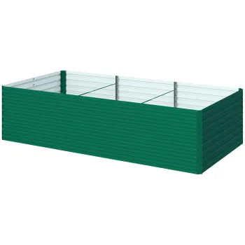 Outsunny Jardiniera ridicata galvanizata dreptunghiulara pentru exterior - fund deschis - 240 x 120 x 60cm, verde | Aosom Romania imagine
