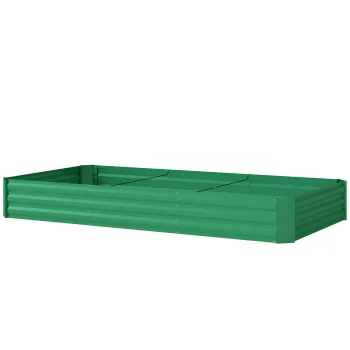 Outsunny Jardiniere de exterior, cadru galvanizat pentru cultivare cu margine de siguranta si fund deschis 240 x 120 x 30 cm verde | Aosom Romania imagine