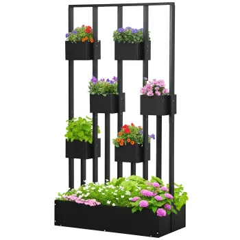 Outsunny Jardiniere inalta cu grinda din lemn pentru plante, legume, flori sau ierburi aromatice, dim. 90L x 45L x 170H cm | Aosom Romania imagine