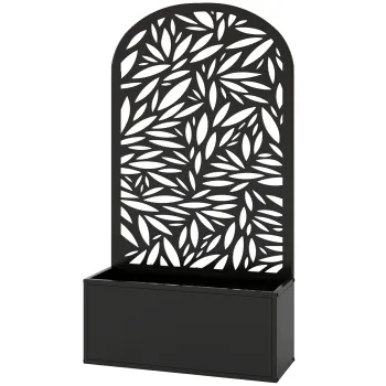 Outsunny Jardiniere Ridicata pentru Gradina si Balcon cu Spalier Arcuit Decorat cu Frunze, pentru Flori si Legume, Montare pe Perete sau Utilizare Independenta, Negru | Aosom Romania imagine