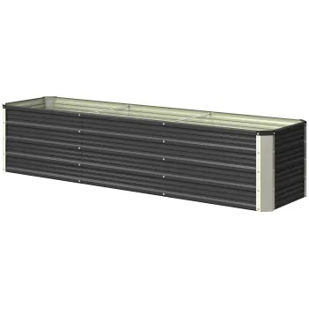 Outsunny Jardinita inaltata din otel cu manusi, pat patrat pentru gradina pentru flori, ierburi, legume, 183 x 47 x 40 cm, gri | Aosom Romania imagine