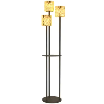 Outsunny Lampa de Exterior cu 3 Lumini, Raft Central si Baza Rotunda, O37x144 cm, Negru | Aosom Romania imagine