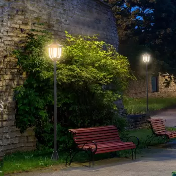 Outsunny Lampa de Extern cu 6 Lumini LED Pornire Automata Impermeabil imagine