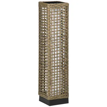 Outsunny Lampa de Gradina cu Energie Solara cu Panou de Reincarcare Superior, din Otel si Ratan, 15.5x15.5x69 cm, Negru si Maro imagine