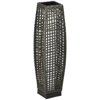 Outsunny Lampa de Gradina cu Energie Solara cu Panou de Reincarcare Superior, din Otel si Ratan, 21x21x78 cm, Negru si Maro imagine