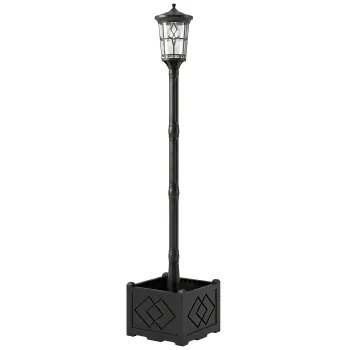 Outsunny Lampa Stradala Solara Exterior pentru Gradina cu Ghiveci 2 Moduri de Luminozitate 100/50 lm IP44 Pornire/Oprire Automata Negru | Aosom Romania imagine