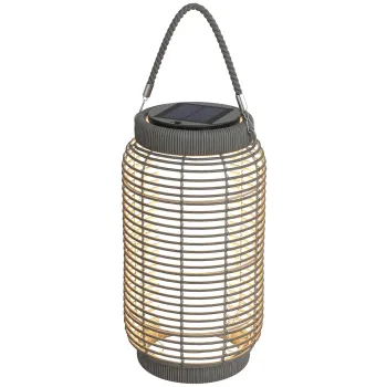 Outsunny Lampadaire d'exterieur solaire en rasina imitata in tesatura luminaire LED de jardin en otel cu pornire/oprire automata gri | Aosom Romania imagine