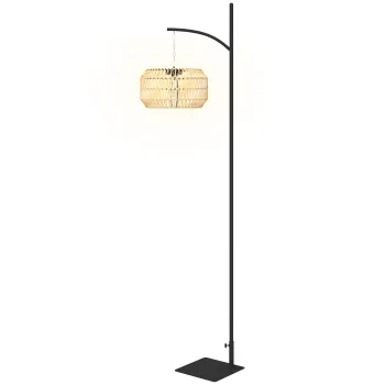 Outsunny Lampadar solar exterior rasina impletita, lampadar boem 178 cm, senzor de lumina, iluminare automata, galben | Aosom Romania imagine