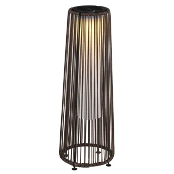 Outsunny Lanterna Solara de Gradina cu Panou de Incarcare, Lampa solara de Exterior din Metal si Ratan, O21.5x61 cm, Maro imagine
