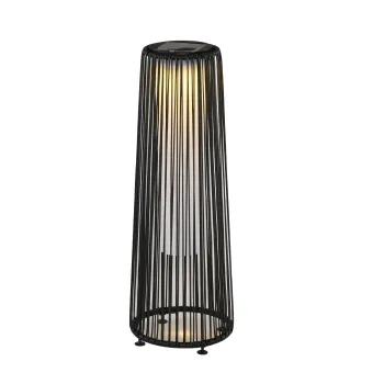 Outsunny Lanterna Solara de Gradina cu Panou de Incarcare, Lampa solara de Exterior din Metal si Ratan, O21.5x61 cm, Negru imagine