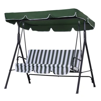 Outsunny Leagan de Gradina cu 3 Locuri si Parasolar Basculant, 172x110x153 cm, Verde | Aosom Romania imagine