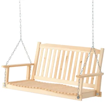 Outsunny Leagan de Gradina pentru 2 Persoane Cusca de Leagan Masiv Patio Terasa Curte Lemn Natural 117 x 69 x 60 cm | Aosom Romania imagine