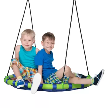 Outsunny Leagan de gradina pentru copii cu varste intre 3 si 8 ani, leagan O100cm cu franghiii reglabile, albastru | AOSOM RO imagine