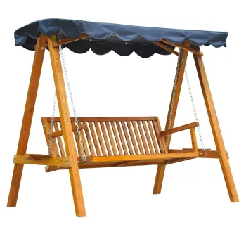 Outsunny Leagan Hollywood cu baldachin Parasolar, 3 locuri, de Gradina, banca Balansoar din Lemn imagine