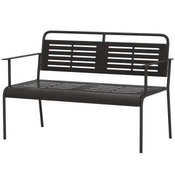 Outsunny -locuri banca de gradina, rezistenta la intemperii banca, rezistenta la apa mobilier de gradina cu spatar & Armlehnen 121 x 64 x 84cm, Negru | Aosom Romania imagine