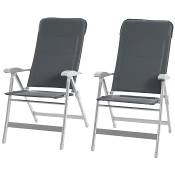 Outsunny Lot de 2 fotolii de gradina pliante fotoliu de exterior cu spatar inalt reglabil in multiple pozitii si brate | Aosom Romania imagine