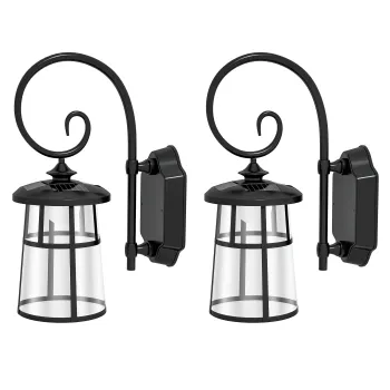 Outsunny Lot de 2 lampe murale aplici solare LED pentru exterior IP44 16,5x25,5x41cm negru | Aosom Romania imagine