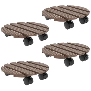 Outsunny Lot de 4 suporturi rotunde O30 cm pentru plante - suport pentru ghivece cu roti, interior si exterior | Aosom Romania imagine