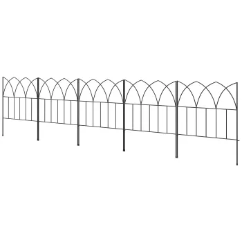 Outsunny Lot de 5 panouri de gard de gradina decorative din metal, bordura de gradina, pat de flori - dim. 205 x 45,5 cm | Aosom Romania imagine