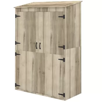 Outsunny Magazie de Gradina din Lemn pentru Depozitarea Uneltelor, Magazie de Gradina cu Usi Duble cu Magneti | AOSOM RO imagine